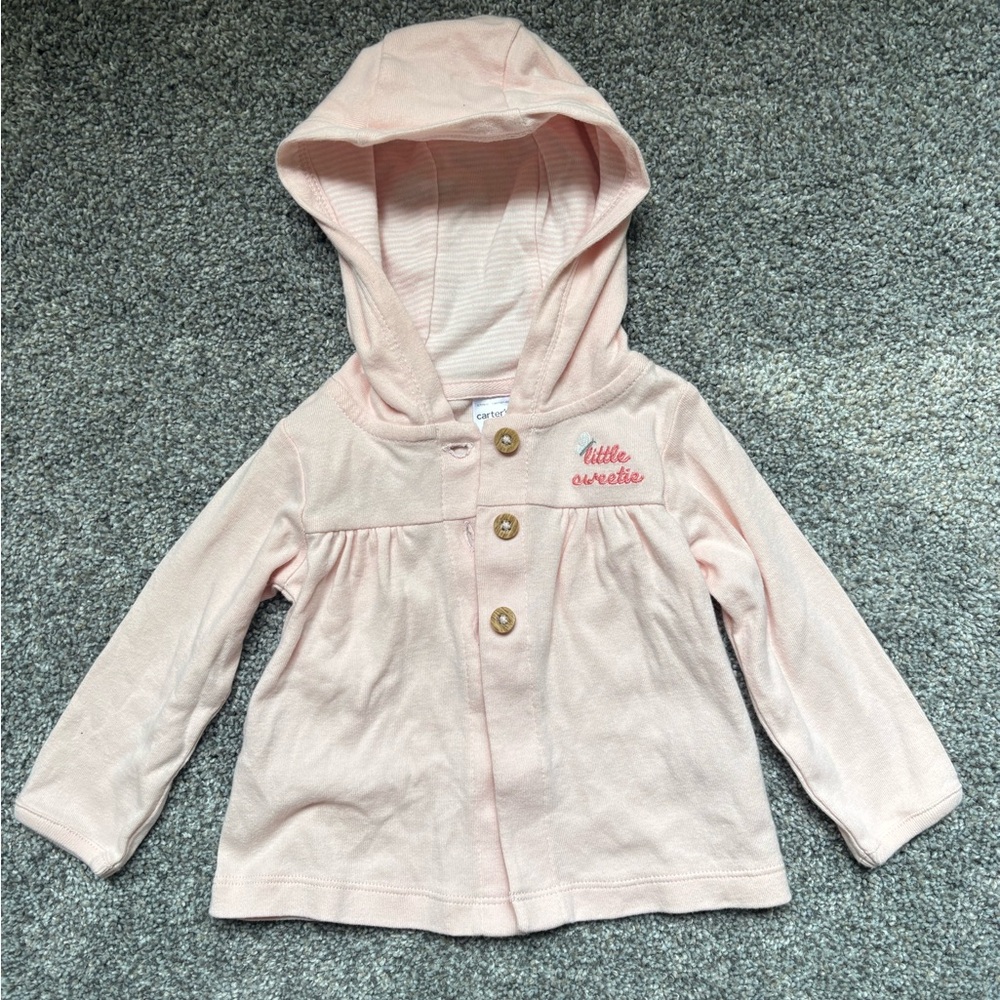 5/$15 Carter's Light Pink Baby Jacket with Embroidery